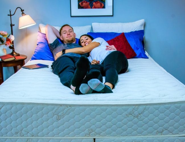 Couple on a FloBeds Deluxe Latex Mattress