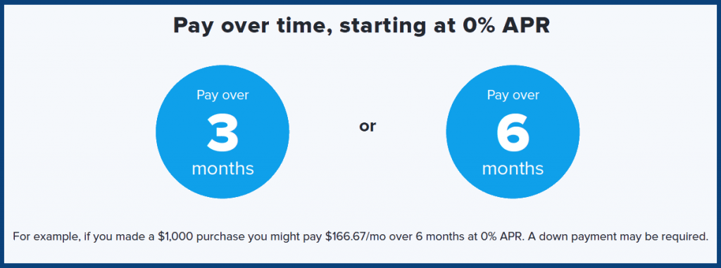 pay over time - zero percent interest APR