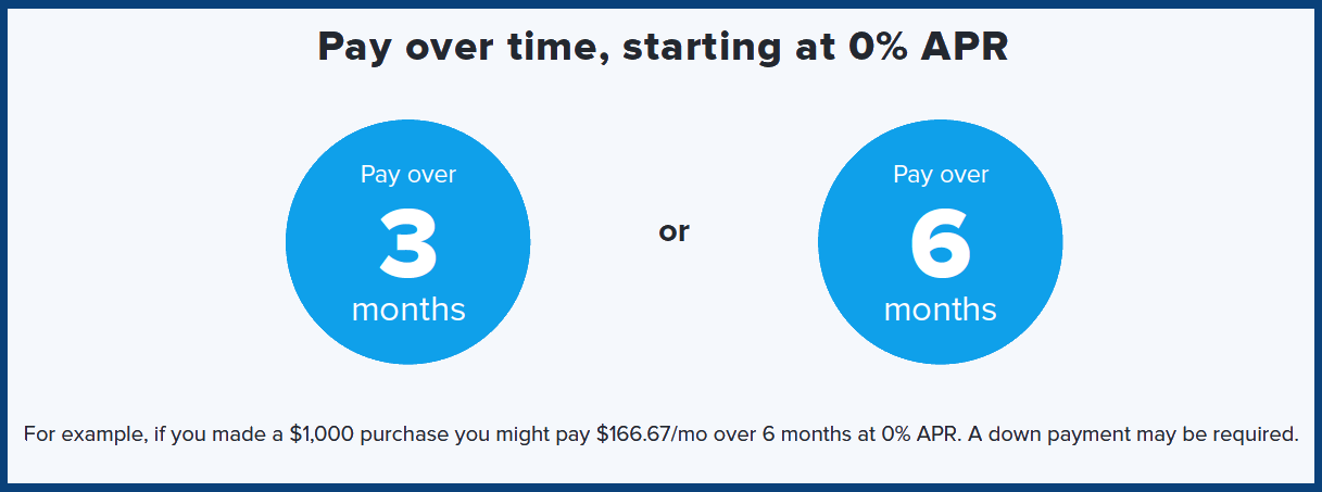 pay over time - zero percent interest APR