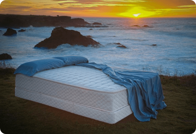 a talalay mattress on a beach