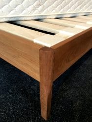 Cherry Bed Frame with maple slat system used to support a natural latex mattress